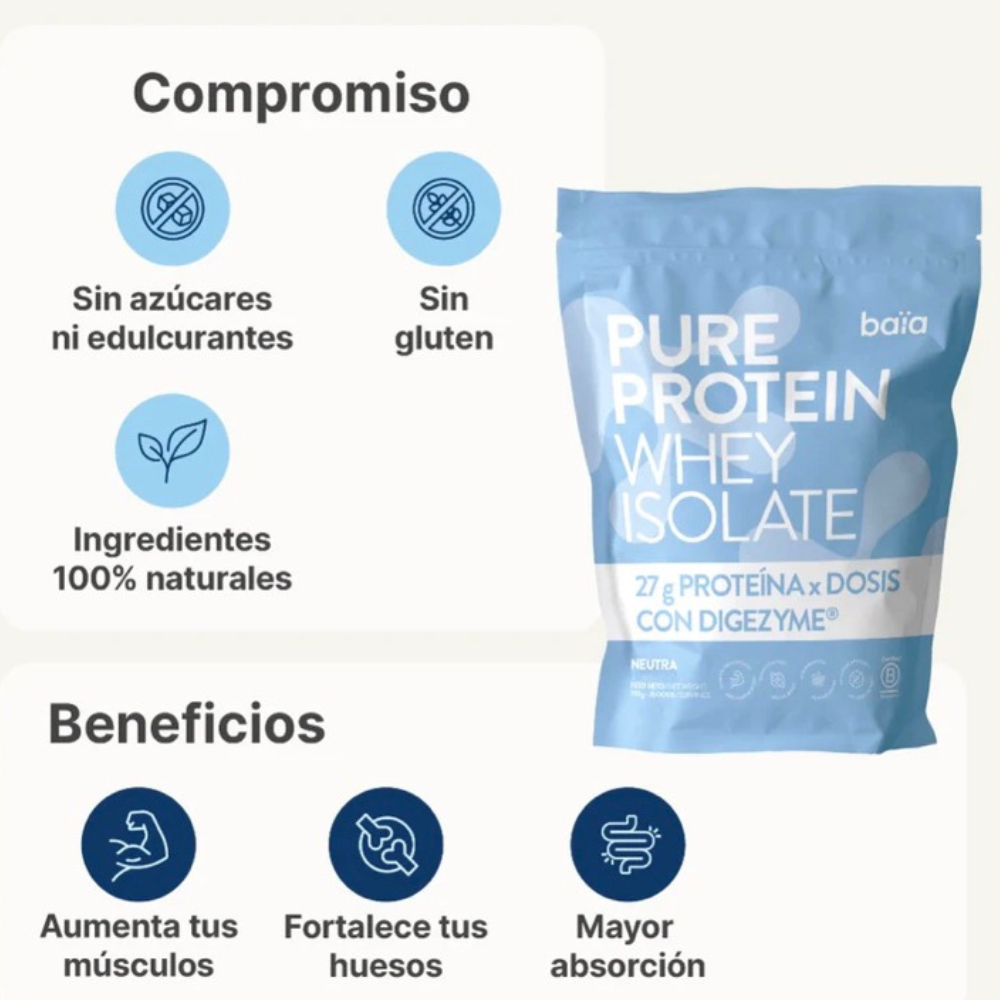 BAÏA Pure Protein Whey Isolate Neutro 750 gramos